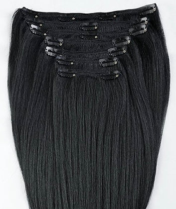 Yaki Straight human hair Clips in extensions