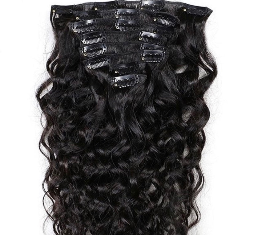 Curly human hair Clip in extensions