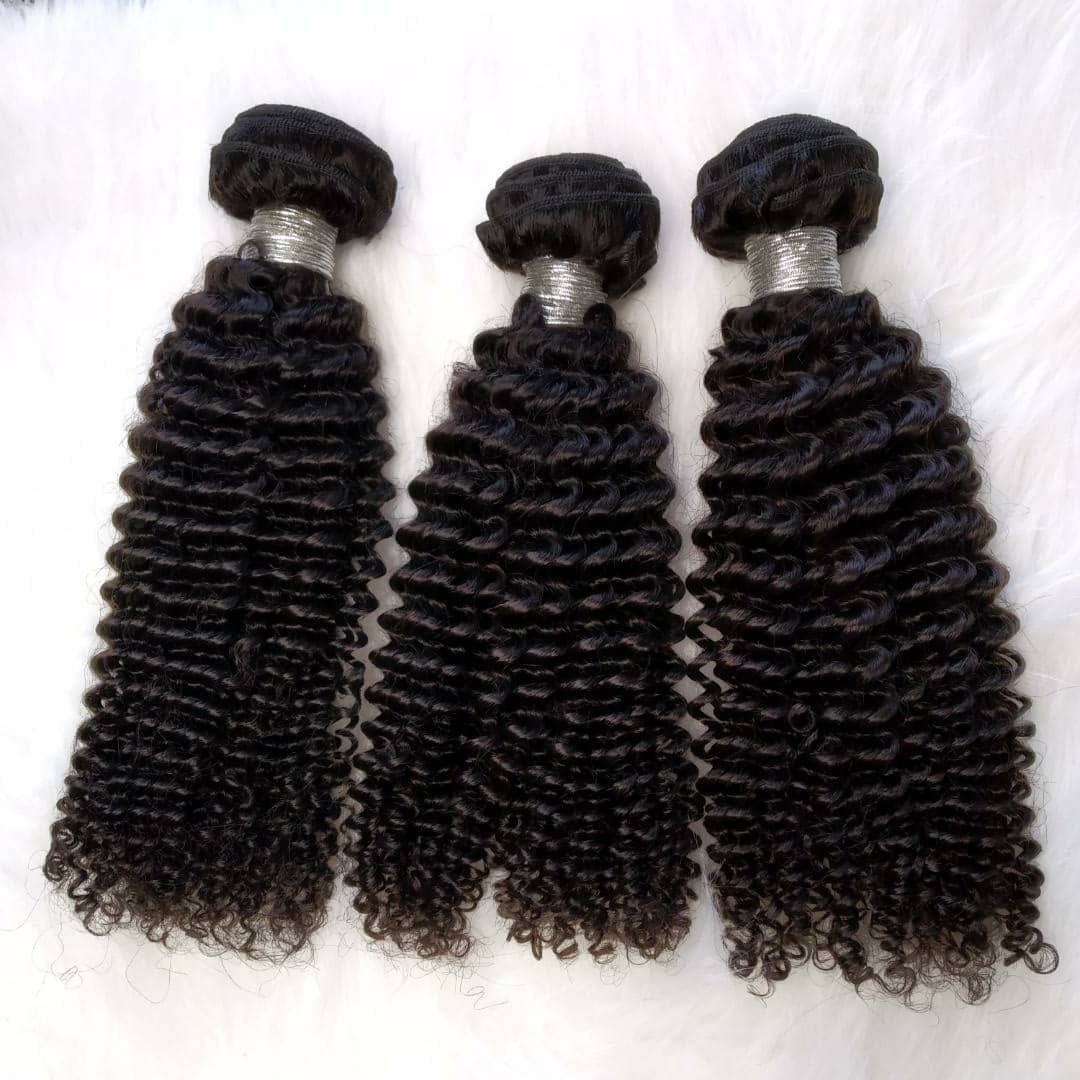 Kinky Curly human hair bundles comes in 3 Pcs